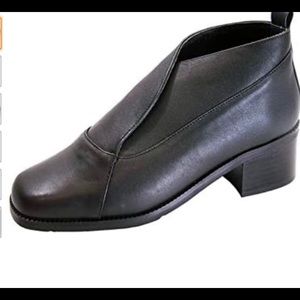 Black leather dress booties